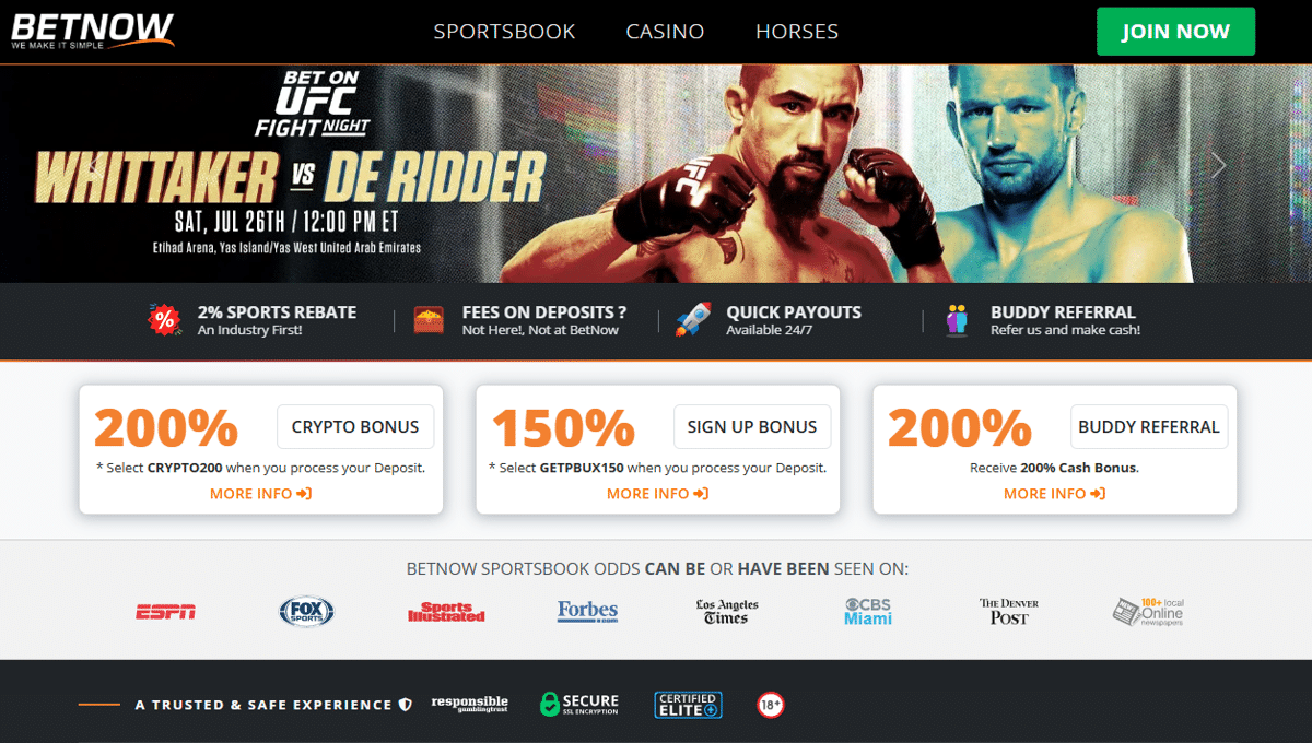BetNow Texas Sports Betting App homepage snapshot showing ongoing promotions