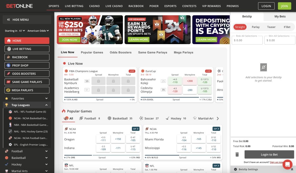 BetOnline Sportsbook Homepage